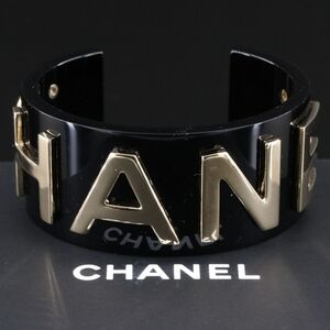 CHANEL Black and Gold Tone Statement Cuff 2019
